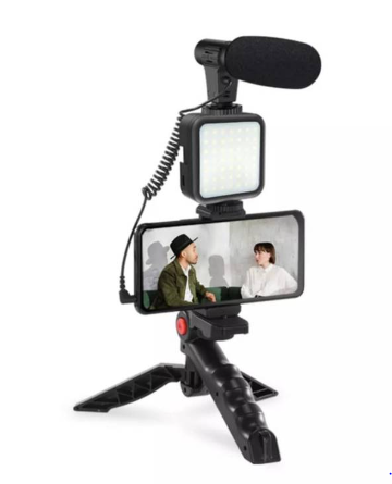 🎥 Kit de Grabación Profesional 3 en 1 – Trípode, Luz LED y Micrófono
