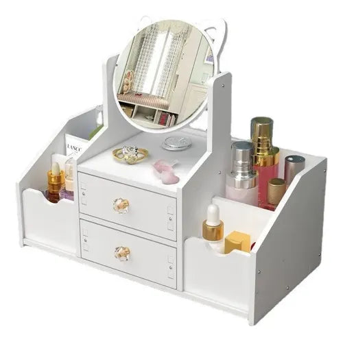 🌸 Organizador de Maquillaje con Espejo Giratorio 360° y Cajones – Elegancia y Funcionalidad en un Solo Lugar